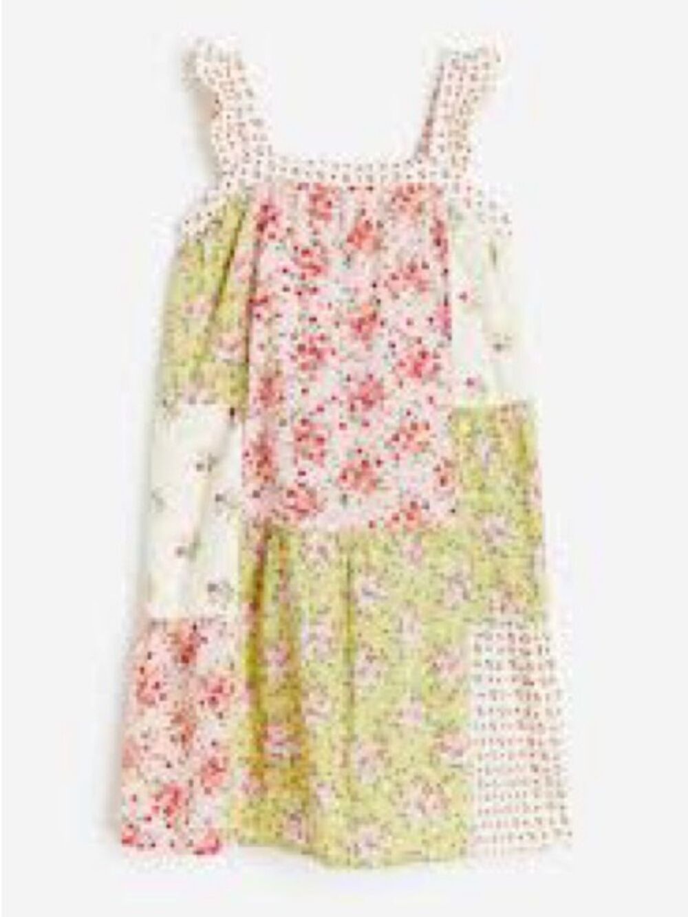 H&M Patchwork Ruffled Straps Floral Cotton Poplin Sundress